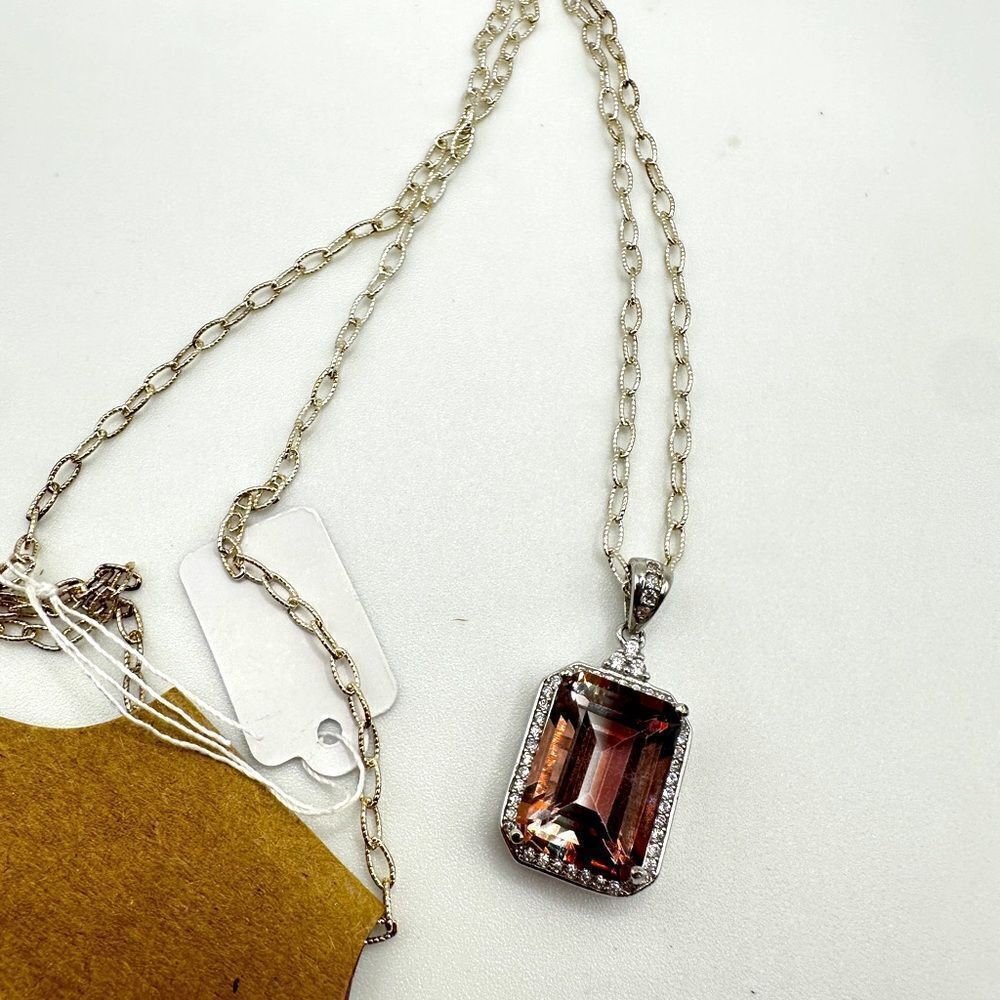Beautiful‎ 10x14mm treated mystic topaz and sterling silver necklace!